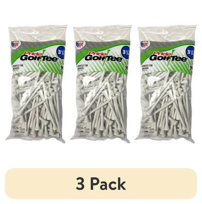 (3 Pack)  Wood Golf Tee, 3-1/4 Inch, White, 90 Count